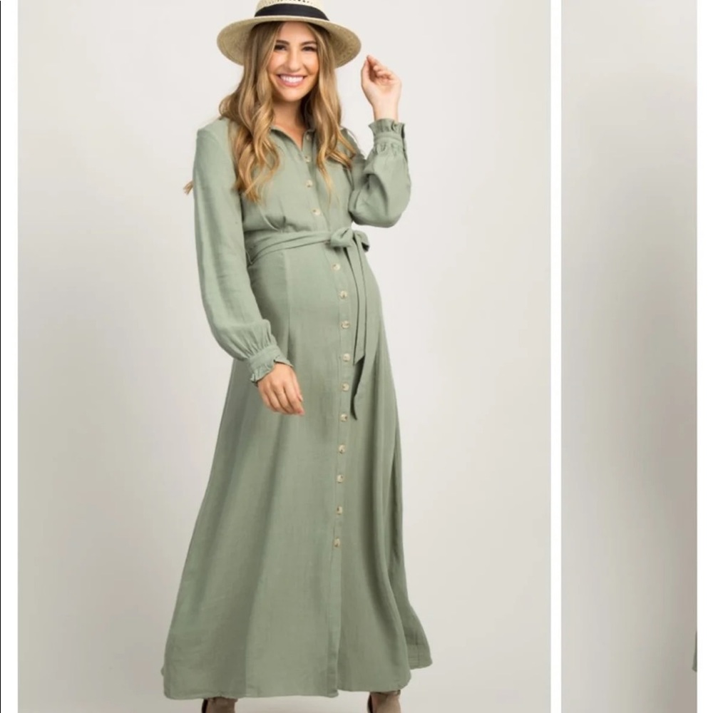 Red button down maternity dress